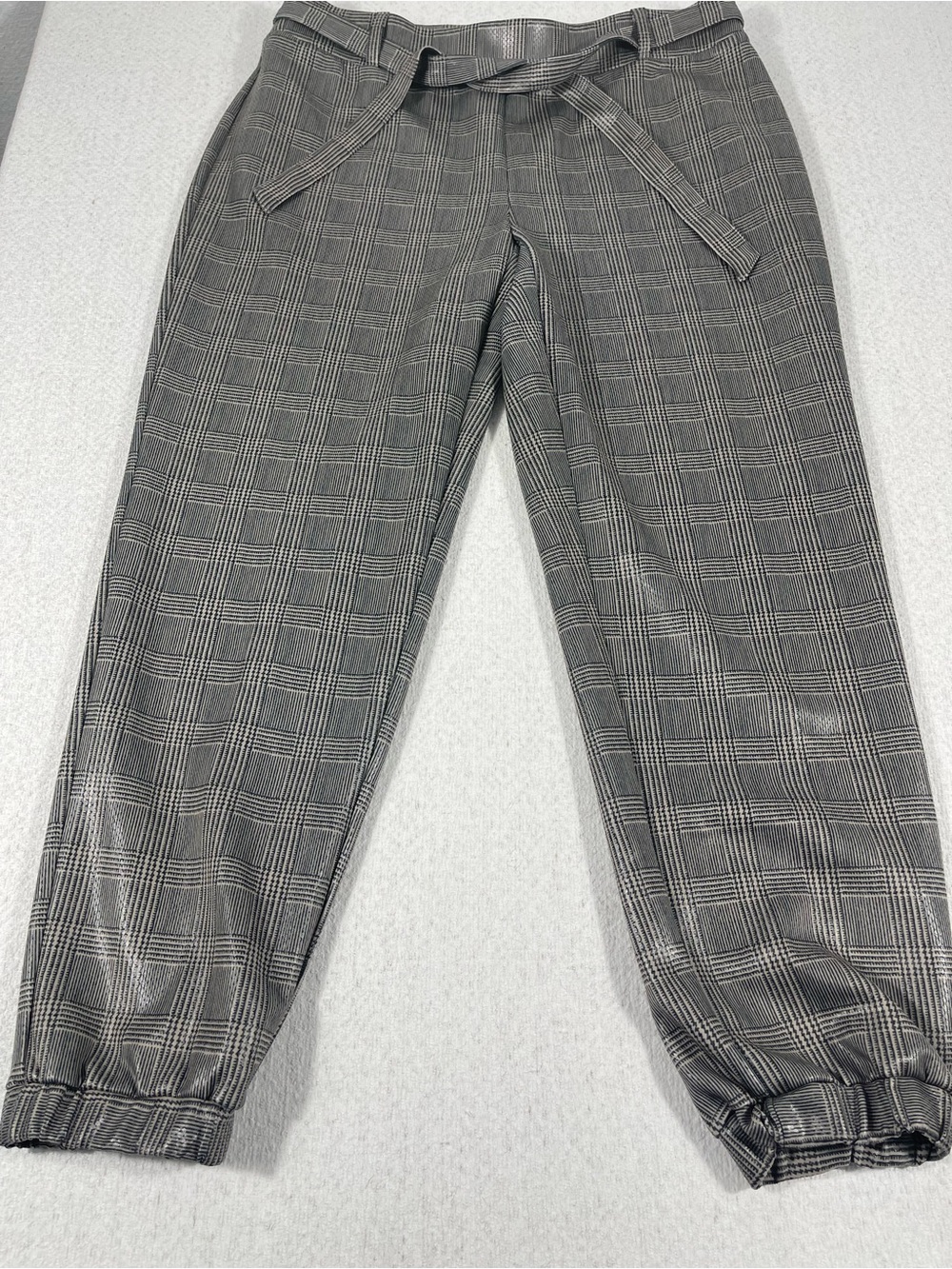 NYCC Women Pull on Plaid Tie Waist Ankle Tapered Pants Sz Large. SKU#0435
